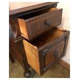 Antique Vanity Desk with Carved Details and Inlay