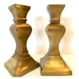 Brass Candleholders and Checkered Brass Vase Home Decor Lot