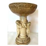 Mixed Home Decor Lot - Cherub Pedestal Bowl, Gold Urn with Fruit, Gilt Cherub Vase