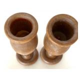 Set of 5 Hand Turned Wood Candle Holders - Mixed Heights
