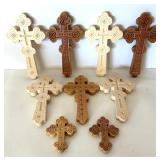 Set of Carved Wooden Crosses, 5.25 Inch Height