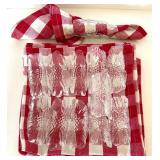 Glass Napkin Holders, Apple Plates, and Red Check Napkins Lot
