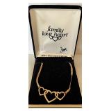 Family Love Heart Necklace, 18kt Gold Over Sterling