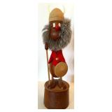 Vintage Wooden Viking Music Box and Nutcracker Figurine