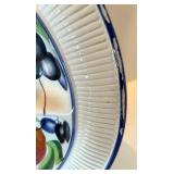 Italian Ceramic Serving Plates & Bowl, Hand-Painted Fruit & Floral Designs (3 pcs)