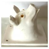 Pair of White Ceramic Pig Head Wall Mounts