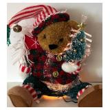 Christmas Decor Lot: Lighted Bear Figurine, Placemats & Holiday Accents