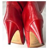 Moda Italica Red Leather Knee-High Boots Size 10B