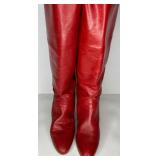 Moda Italica Red Leather Knee-High Boots Size 10B
