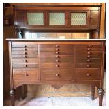Antique Dental Cabinet with Marble Top and Glass Doors