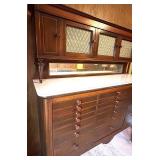 Antique Dental Cabinet with Marble Top and Glass Doors