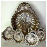 Leonard Silverplate Shell Dishes and Tray Set