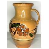 Group of Handcrafted Pottery Vessels and Carved Wood Accent