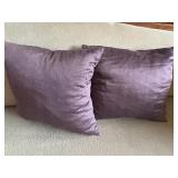 Antique Wood-Trimmed Sofa with Carved Paw Feet and Accent Pillows