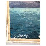 Two - Sided Framed Original Oil Paintings: Signed Don Harvey Harbor Scene and A. Bondarenko 1969 Winter Forest