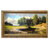 Double Sided Framed Landscape Oil Paintings, Signed and Unsigned