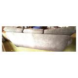 Brown Suede-Look 3-Seat Sofa by Precedent Sherrill Furniture with 2 Lavender Pillows and 2 Tan Pillows