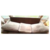 Brown Suede-Look 3-Seat Sofa by Precedent Sherrill Furniture with 2 Lavender Pillows and 2 Tan Pillows