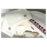 Assorted Embroidered and Lace Vintage Linens Lot with Tote Bag