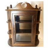 Vintage Wall-Mount Display Cabinet with Glass Door and Side Shelves