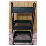 Three-Tier Black Metal Rolling Utility Cart