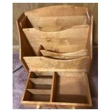 Wood Desktop Organizer and Black Mesh 2-Drawer Storage Unit