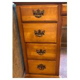 Traditional Wood Office Desk with Seven Drawers and Brass Handles