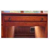 Traditional Wood Office Desk with Seven Drawers and Brass Handles