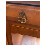 Traditional Wood Office Desk with Seven Drawers and Brass Handles