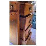 Traditional Wood Office Desk with Seven Drawers and Brass Handles