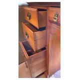 Traditional Wood Office Desk with Seven Drawers and Brass Handles