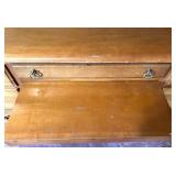 Wood Office Desk with 8 Drawers and Brass Handles