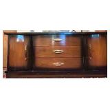 Bedroom Suite: Lowboy Dresser with Mirror, Tallboy Dresser, Bed Frame, 2 Nightstands