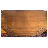 Vintage Wood Bow Front 4-Drawer Dresser with Brass Pulls