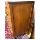 Vintage Wood Bow Front 4-Drawer Dresser with Brass Pulls