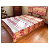 Lot of 2 Vintage Handcrafted Bedspreads and Table Runner