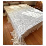 Lot of 2 Vintage Handcrafted Bedspreads and Table Runner