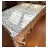 Lot of 2 Vintage Handcrafted Bedspreads and Table Runner