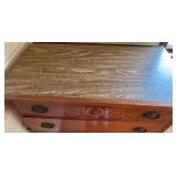 Vintage Tall Wooden Chest of Drawers with Inlay Detail