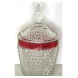 Ruby Red & Clear Glassware Lot - Lenox, Vintage Bowls, Plates, Pitcher