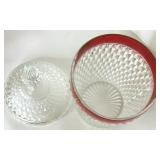 Ruby Red & Clear Glassware Lot - Lenox, Vintage Bowls, Plates, Pitcher