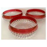 Ruby Red & Clear Glassware Lot - Lenox, Vintage Bowls, Plates, Pitcher