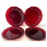 Ruby Red & Clear Glassware Lot - Lenox, Vintage Bowls, Plates, Pitcher