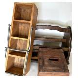 Wood Kitchen/Bathroom/Office Organizers and Step Stool Lot