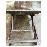 Vintage Craftsman Reel Lawn Mower, Wood Outdoor Lounger, and Metal Snow Shovel