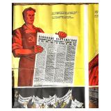 Early 1980s Soviet Propaganda Poster USSR Economic Plan 1981-1985 and Map