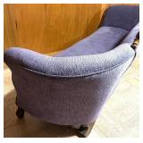 Antique Carved Wood Sofa with Purple Upholstery