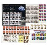 US Mint Stamp Collection Lot with Vintage Brass Stamp Roll Dispenser