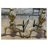 27 inch Fireplace Grate with Brass Andirons
