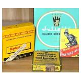 Vintage Projection Screens, Slide Projector, and A/V Equipment Lot